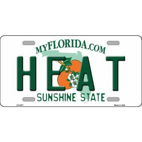 NBA Heat License Plate Basketball New Retro Auto Sign Metal Miami Logo Florida - Picture 1 of 3